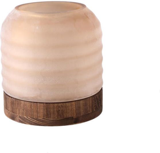 PTMD Yana Brown Mattre Ribbed Glass Vase Round Low