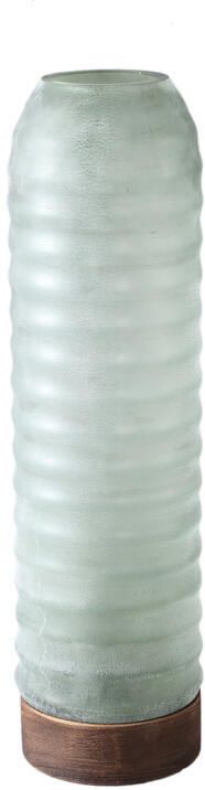 PTMD Yana Green Matte Ribbed Glass Vase Round High L