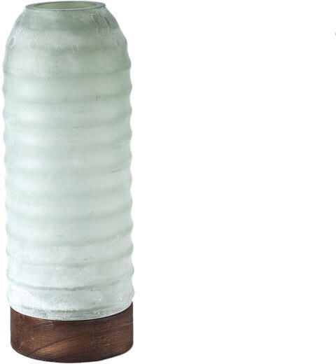 PTMD Yana Green Matte Ribbed Glass Vase Round High M