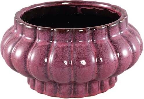 PTMD Sannee Red ceramic pot ribbed wide middle low S