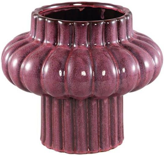 PTMD Sannee Red ceramic pot ribbed wide middle M