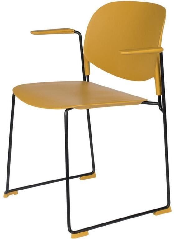 DS4U Bastion eetkamerstoel stoel industrieel PU leer kunstleer zwart metaal staal vintage zwart set van 4 - Foto 2