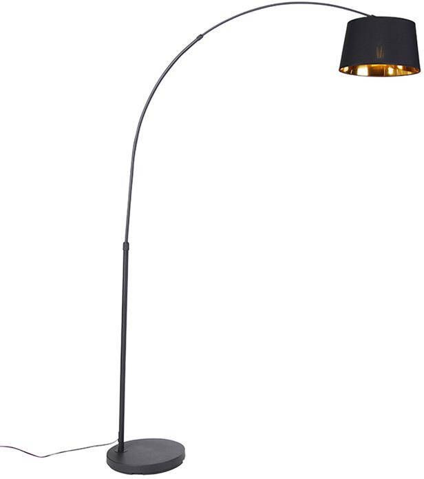 QAZQA Moderne booglamp zwart met goud Arc Basic