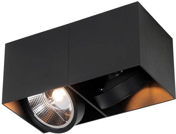 QAZQA Design spot zwart rechthoekig AR111 2-lichts Box