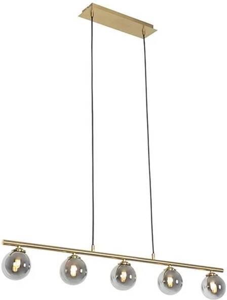 QAZQA Moderne hanglamp goud 100 cm 5-lichts met smoke glas Athens