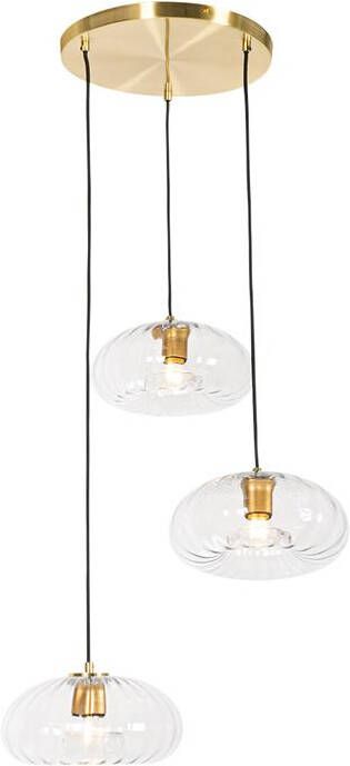 QAZQA Art Deco hanglamp goud met glas rond 3-lichts Ayesha - Foto 1