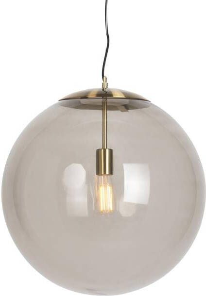 QAZQA +Moderne hanglamp messing met smoke glas 50 cm Ball