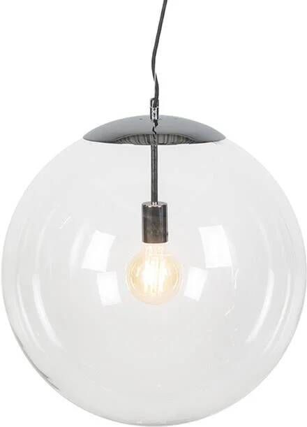 QAZQA Scandinavische hanglamp chroom met helder glas Ball 50