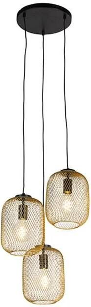 QAZQA Art Deco hanglamp goud 45 cm 3-lichts Bliss Mesh - Foto 1