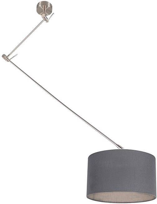 QAZQA Hanglamp staal met kap 35 cm donker grijs verstelbaar Blitz