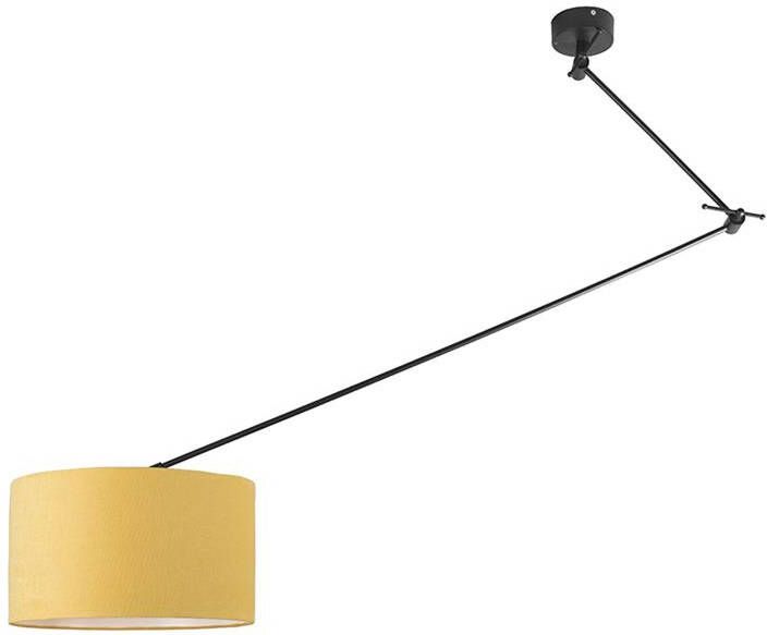 QAZQA Hanglamp zwart met kap 35 cm geel verstelbaar Blitz I - Foto 1