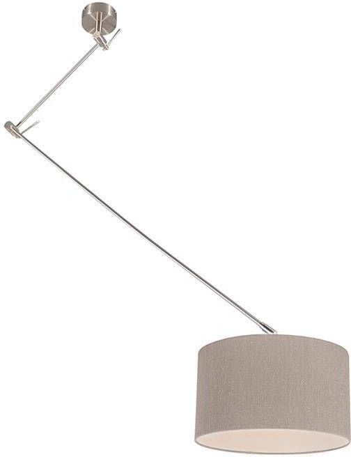 QAZQA Hanglamp staal met kap 35 cm oud grijs verstelbaar Blitz