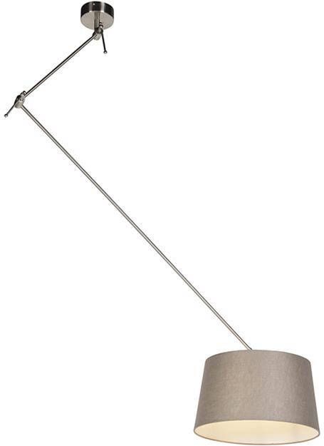 QAZQA Hanglamp staal met linnen kap taupe 35 cm Blitz - Foto 1