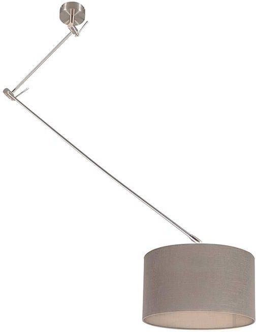 QAZQA Hanglamp staal met kap 35cm taupe verstelbaar Blitz - Foto 1