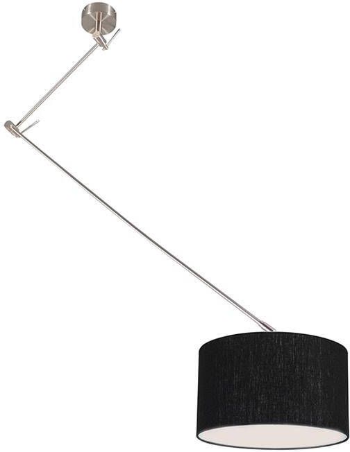 QAZQA Hanglamp staal met kap 35 cm zwart verstelbaar Blitz