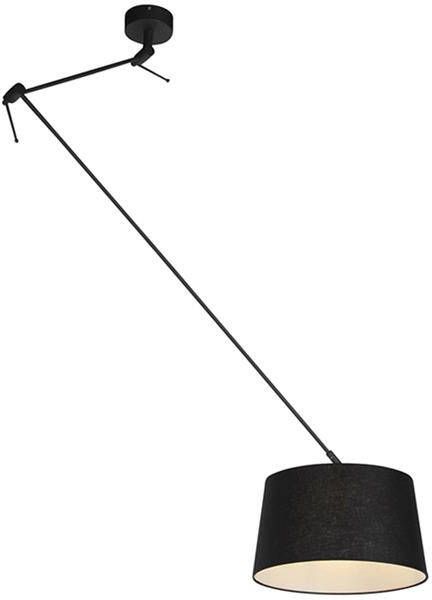 QAZQA Hanglamp zwart met linnen kap zwart 35 cm Blitz - Foto 1