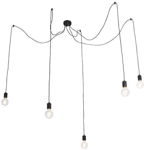 QAZQA Design hanglamp zwart 5-lichts Cavalux