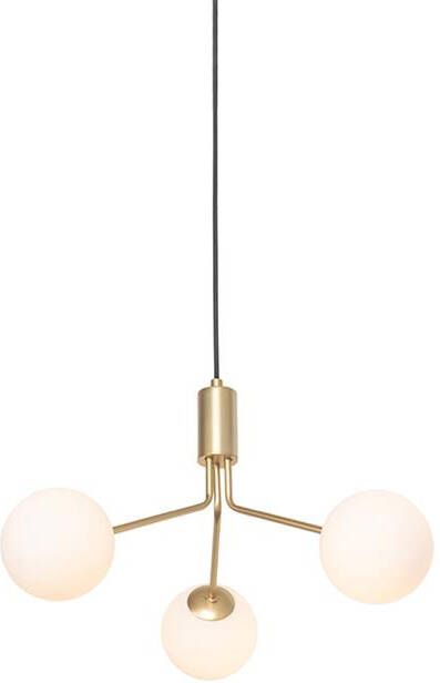 QAZQA Art Deco hanglamp goud met opaal glas 3-lichts Coby