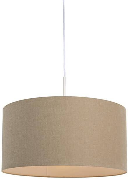 QAZQA Landelijke hanglamp wit met lichtbruine kap 50cm Combi - Foto 1