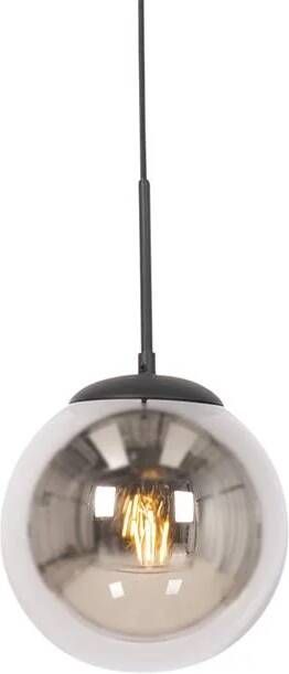 QAZQA Art Deco hanglamp zwart met smoke glas Flore