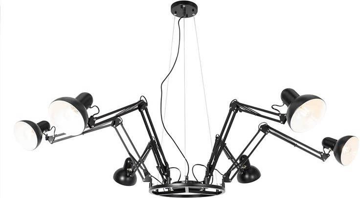 QAZQA Industriële hanglamp zwart 6-lichts verstelbaar Hobby Spinne - Foto 2