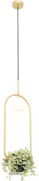 QAZQA Art deco hanglamp goud met wit glas Isabella - Foto 1
