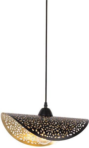 QAZQA Oosterse hanglamp zwart met goud 35 cm Japke