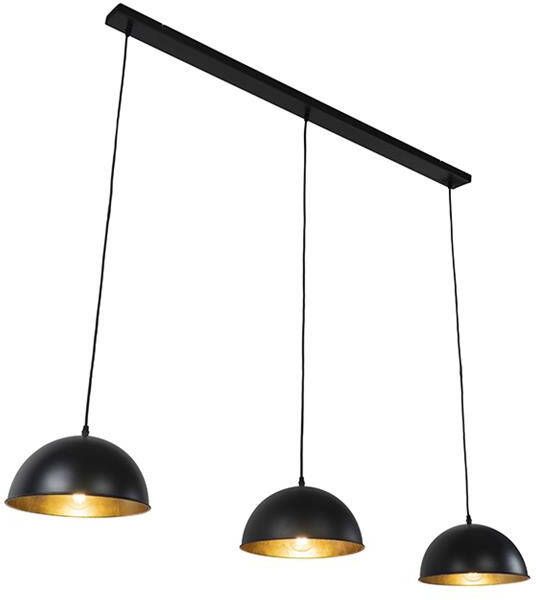 QAZQA Industriële hanglamp zwart met goud 3-lichts Magnax - Foto 1