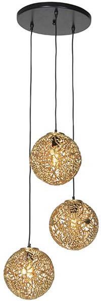 QAZQA Art deco hanglamp goud rond 3-lichts Maro - Foto 1