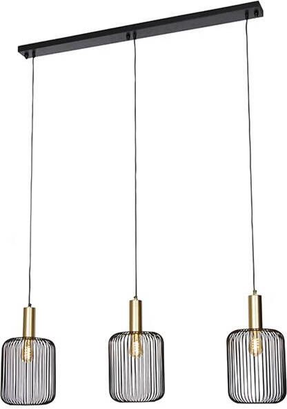 QAZQA Design hanglamp zwart met goud 3-lichts Mayelle - Foto 1