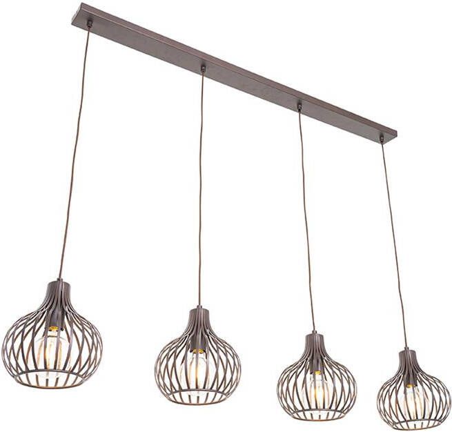 QAZQA Moderne hanglamp bruin 4-lichts Saffira