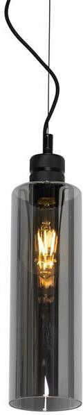 QAZQA Moderne hanglamp zwart met smoke glas Stavelot