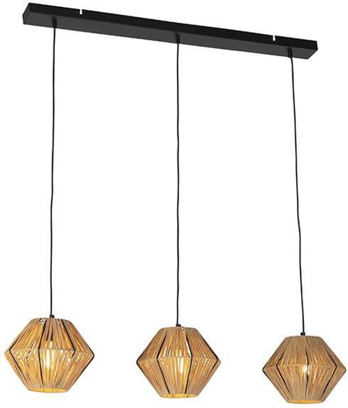 QAZQA Oosterse hanglamp rotan 3-lichts Straw