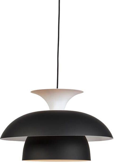 QAZQA Moderne ronde hanglamp zwart met wit 3-laags Titus