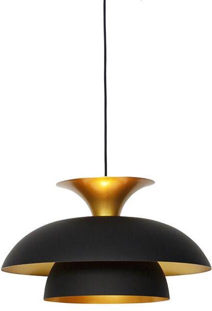 QAZQA Moderne ronde hanglamp zwart met goud 3-laags Titus - Foto 1
