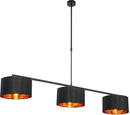 QAZQA Moderne hanglamp zwart met goud 125 cm 3-lichts VT 3