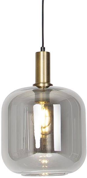 QAZQA Design hanglamp zwart met goud en smoke glas Zuzanna