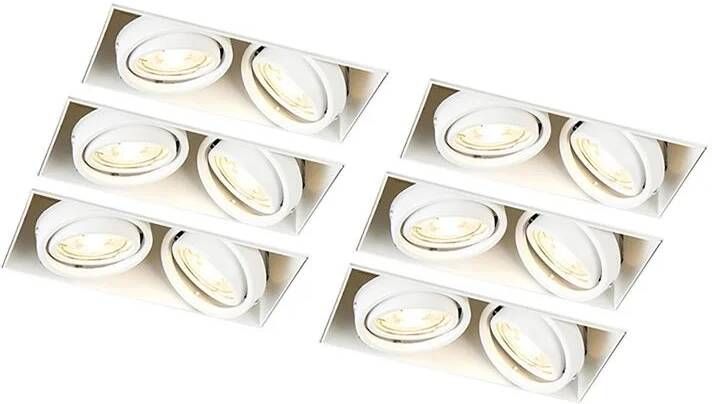 QAZQA Set van 6 inbouwspots wit GU10 kantelbaar trimless 2-lichts