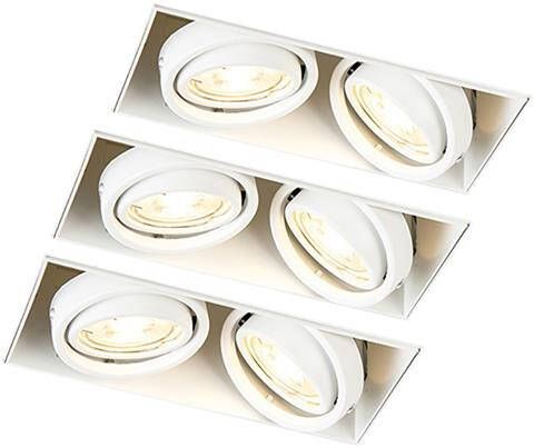 QAZQA Set van 3 inbouwspots wit GU10 kantelbaar trimless 2-lichts - Foto 1