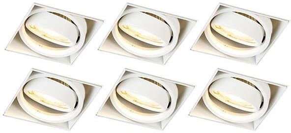 QAZQA Set van 6 inbouwspot wit GU10 kantelbaar trimless Oneon - Foto 1