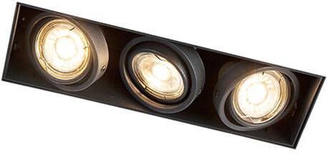 QAZQA Inbouwspot zwart draai- en kantelbaar trimless 3-lichts Oneon