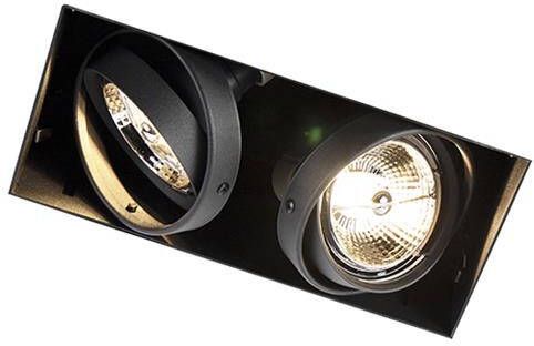 QAZQA Inbouwspot zwart GU10 AR70 trimless 2-lichts Oneon - Foto 1