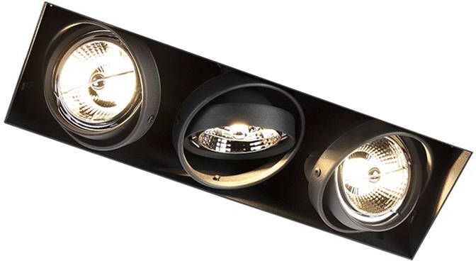 QAZQA Inbouwspot zwart GU10 AR70 trimless 3-lichts Oneon