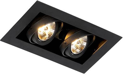 QAZQA Moderne inbouwspot zwart 2-lichts verstelbaar Oneon 70 - Foto 1