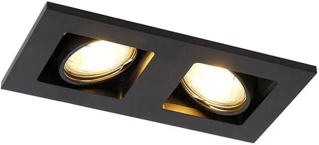 QAZQA Inbouwspot zwart rechthoekig 2-lichts Qure