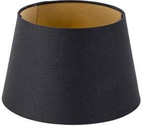 QAZQA Katoenen lampenkap zwart 20|15|13 met gouden binnenkant