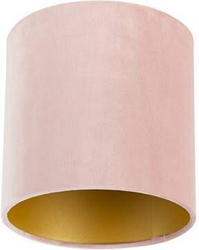 QAZQA Lampenkap cilinder velours Roze Klassiek Antiek D 200mm - Foto 1