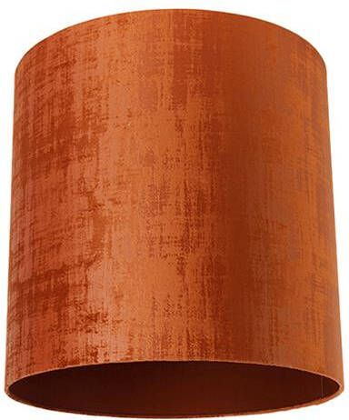 QAZQA Lampenkap transparant-cilinder-velours Oranje Klassiek Ant - Foto 1