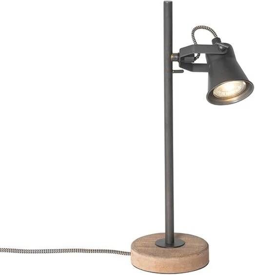 QAZQA Landelijke tafellamp zwart met hout Jelle - Foto 1