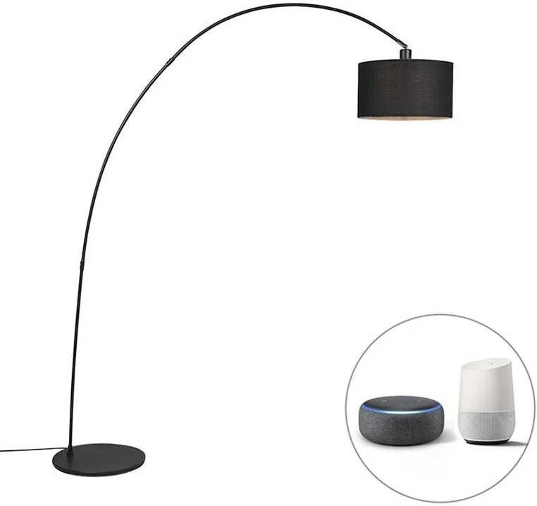 QAZQA Smart moderne booglamp zwart incl. WiFi G95 Vinossa - Foto 1